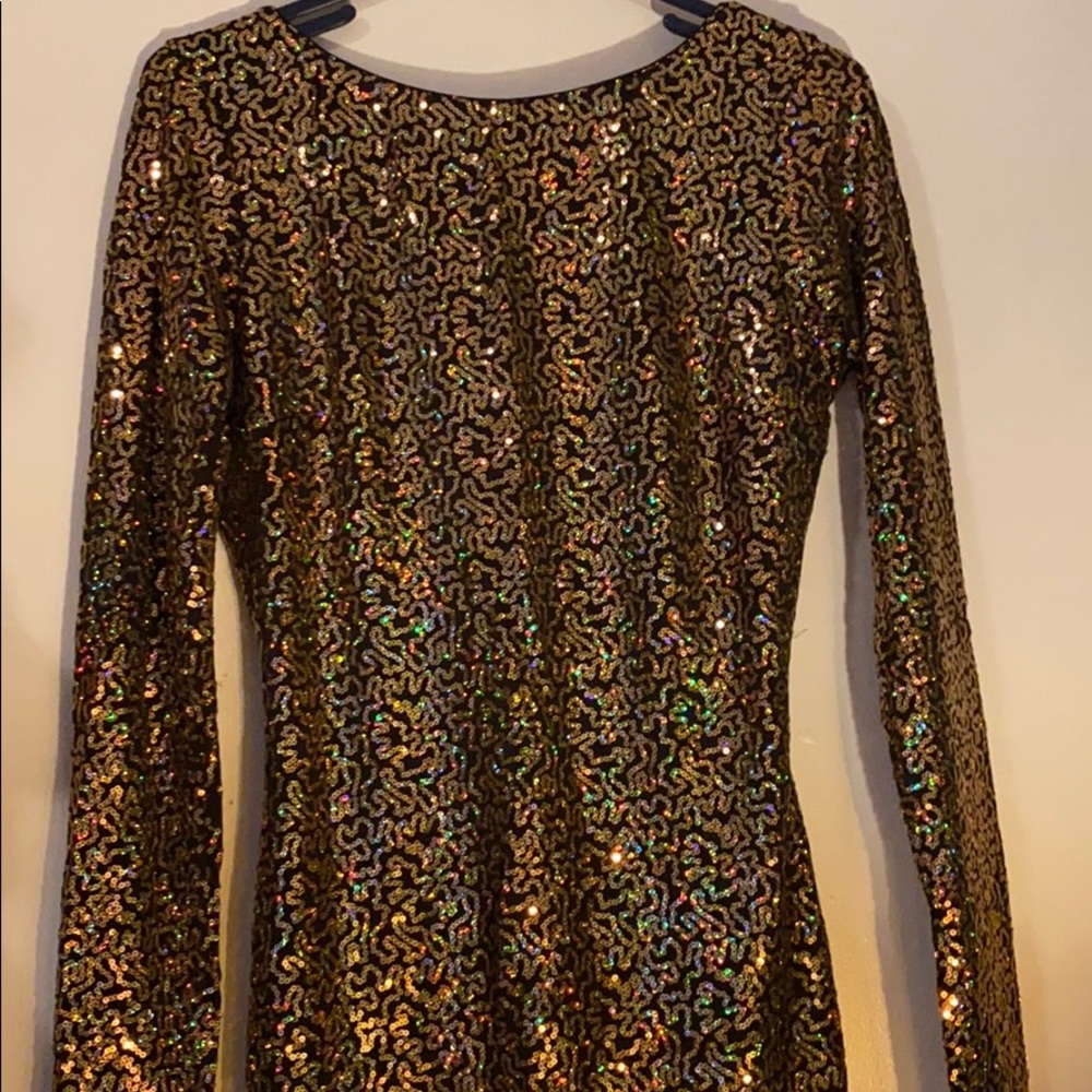 ASOS Gold sequin knee length dress